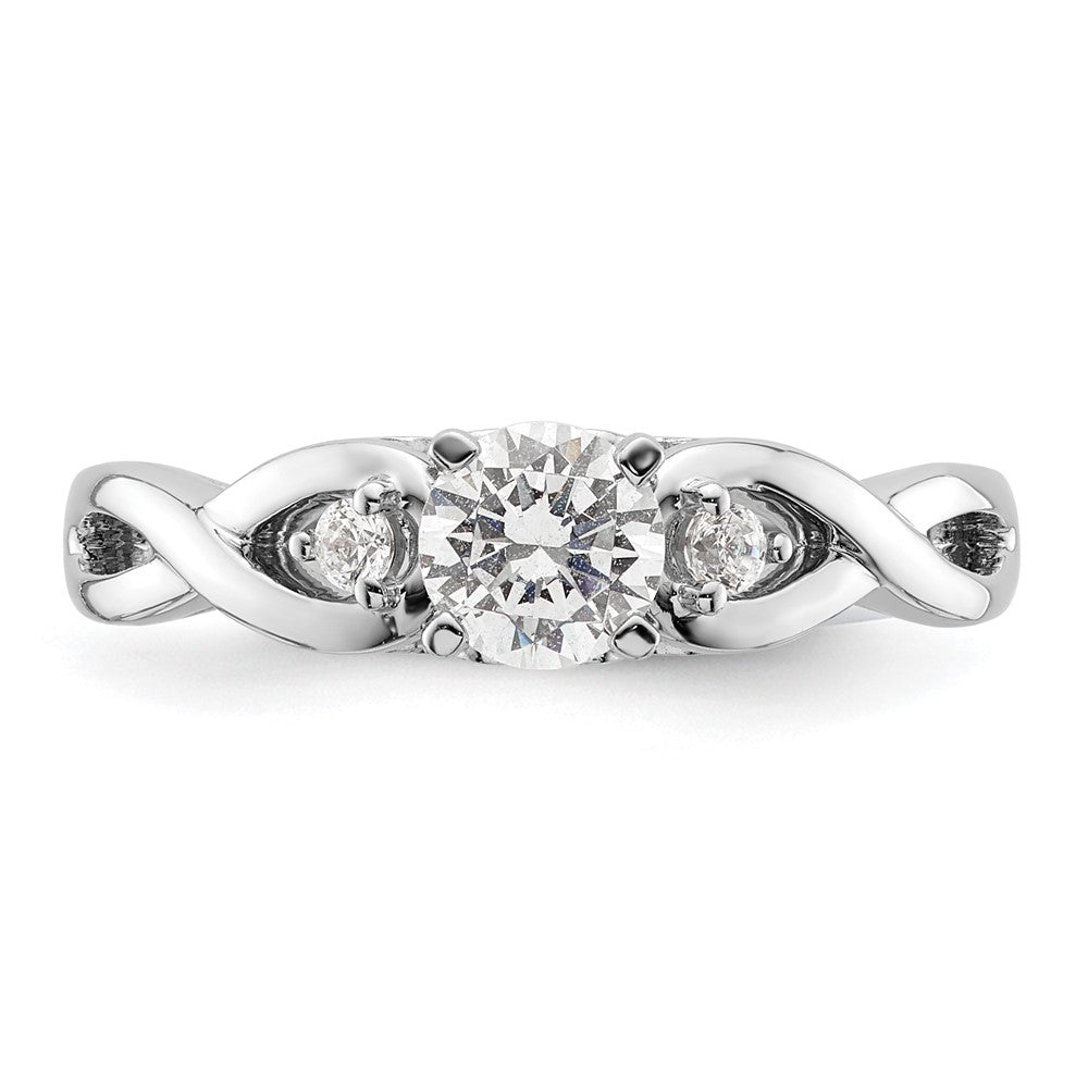 14k White Gold Peg Set Simulated Diamond Infinity Engagement Ring