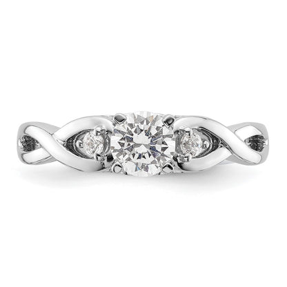 14k White Gold Peg Set Simulated Diamond Infinity Engagement Ring