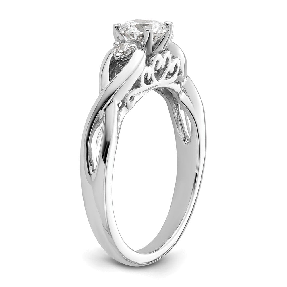 14k White Gold Peg Set Simulated Diamond Infinity Engagement Ring