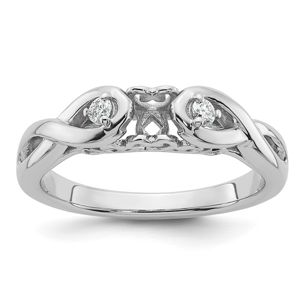 14k White Gold Peg Set Simulated Diamond Infinity Engagement Ring