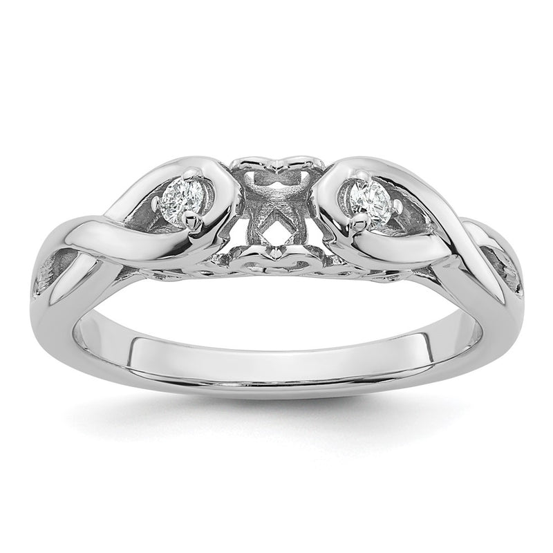 14k White Gold Peg Set Simulated Diamond Infinity Engagement Ring