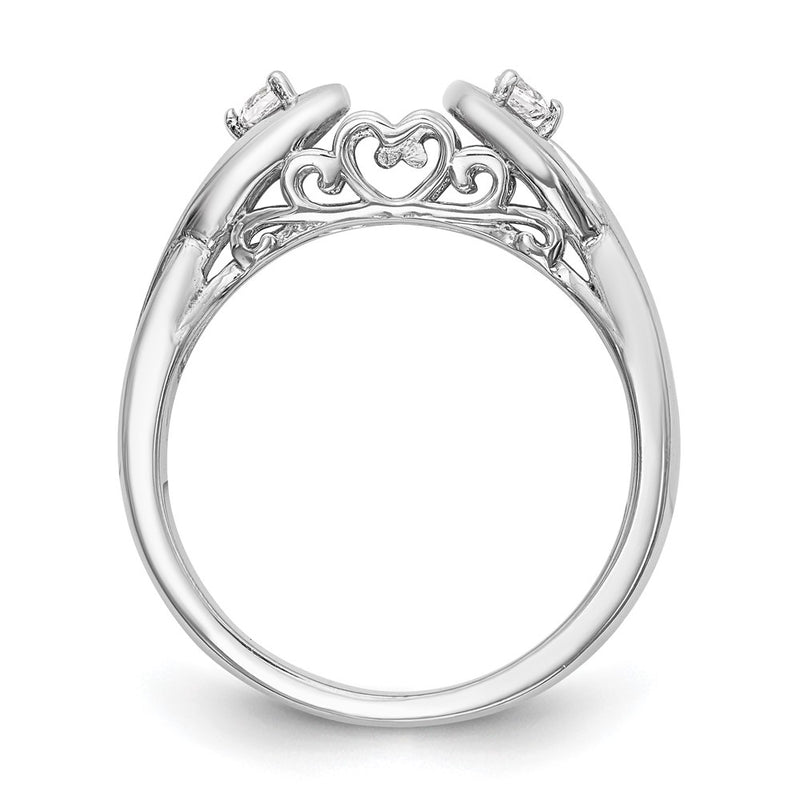 14k White Gold Peg Set Simulated Diamond Infinity Engagement Ring