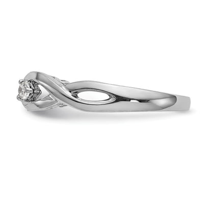 14k White Gold Peg Set Simulated Diamond Infinity Engagement Ring