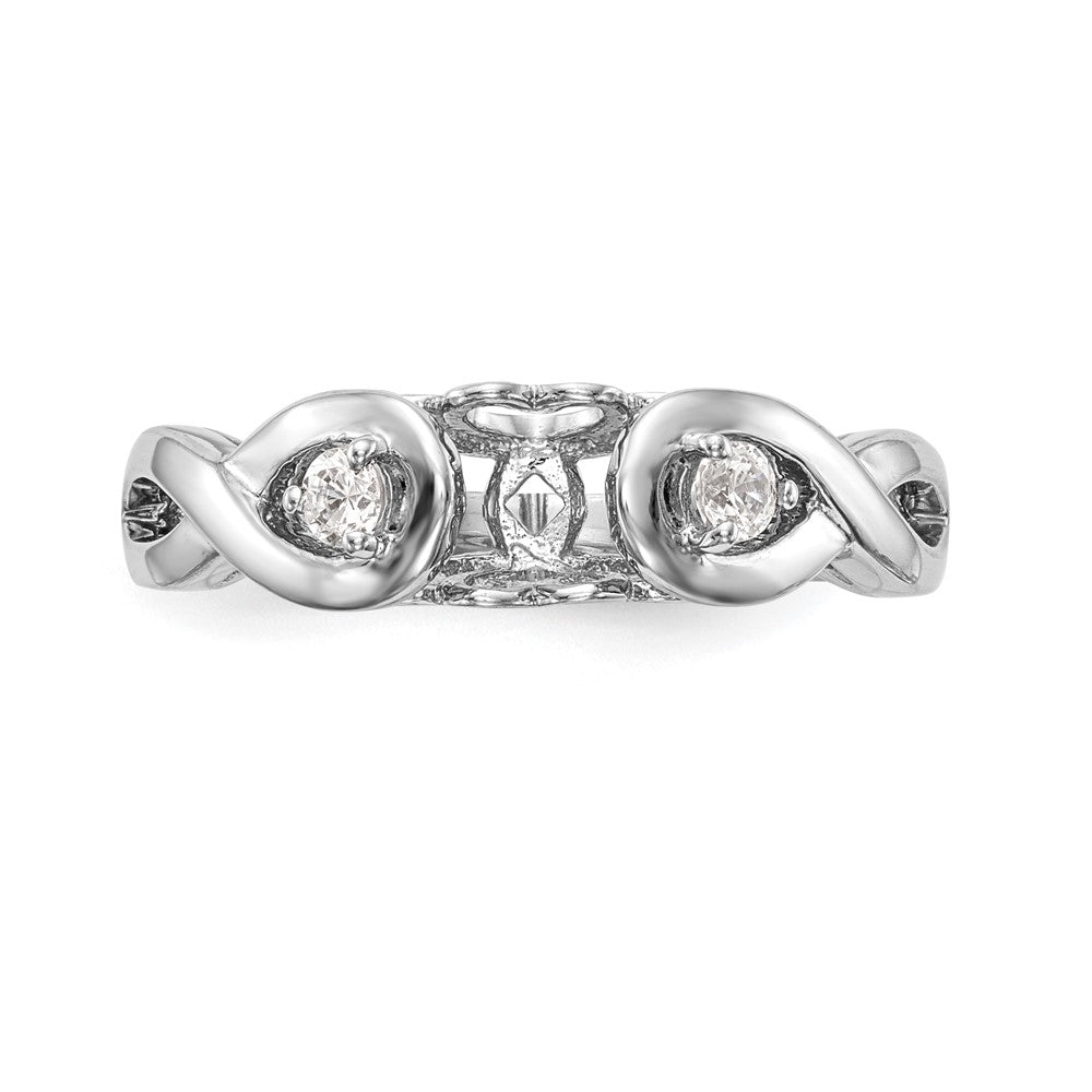 14k White Gold Peg Set Simulated Diamond Infinity Engagement Ring