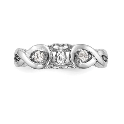 14k White Gold Peg Set Simulated Diamond Infinity Engagement Ring
