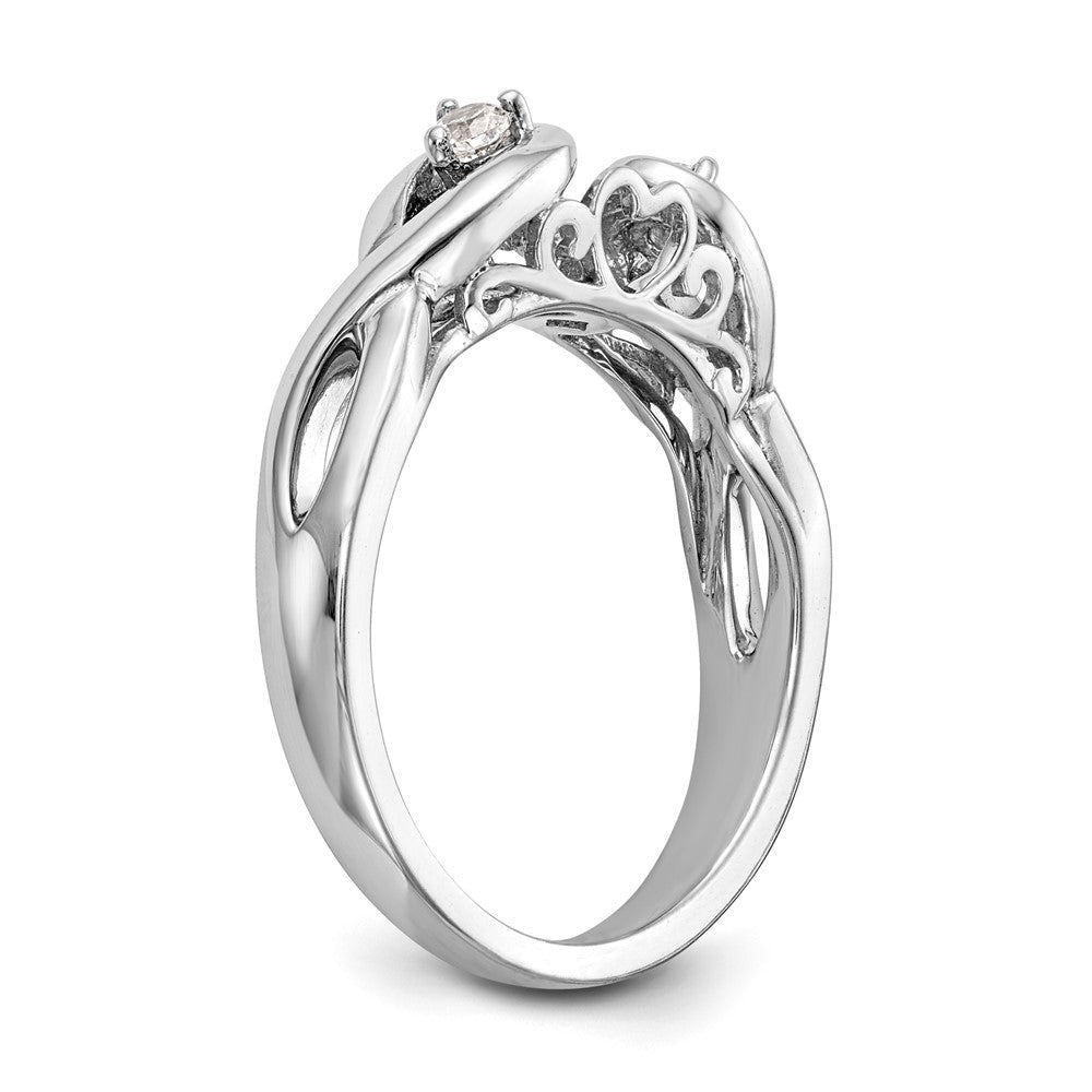14k White Gold Peg Set Simulated Diamond Infinity Engagement Ring