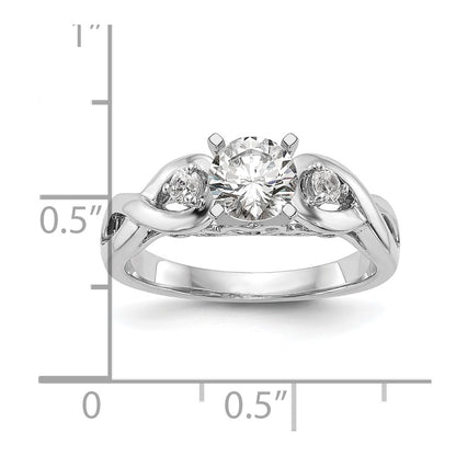 14k White Gold Peg Set Simulated Diamond Infinity Engagement Ring