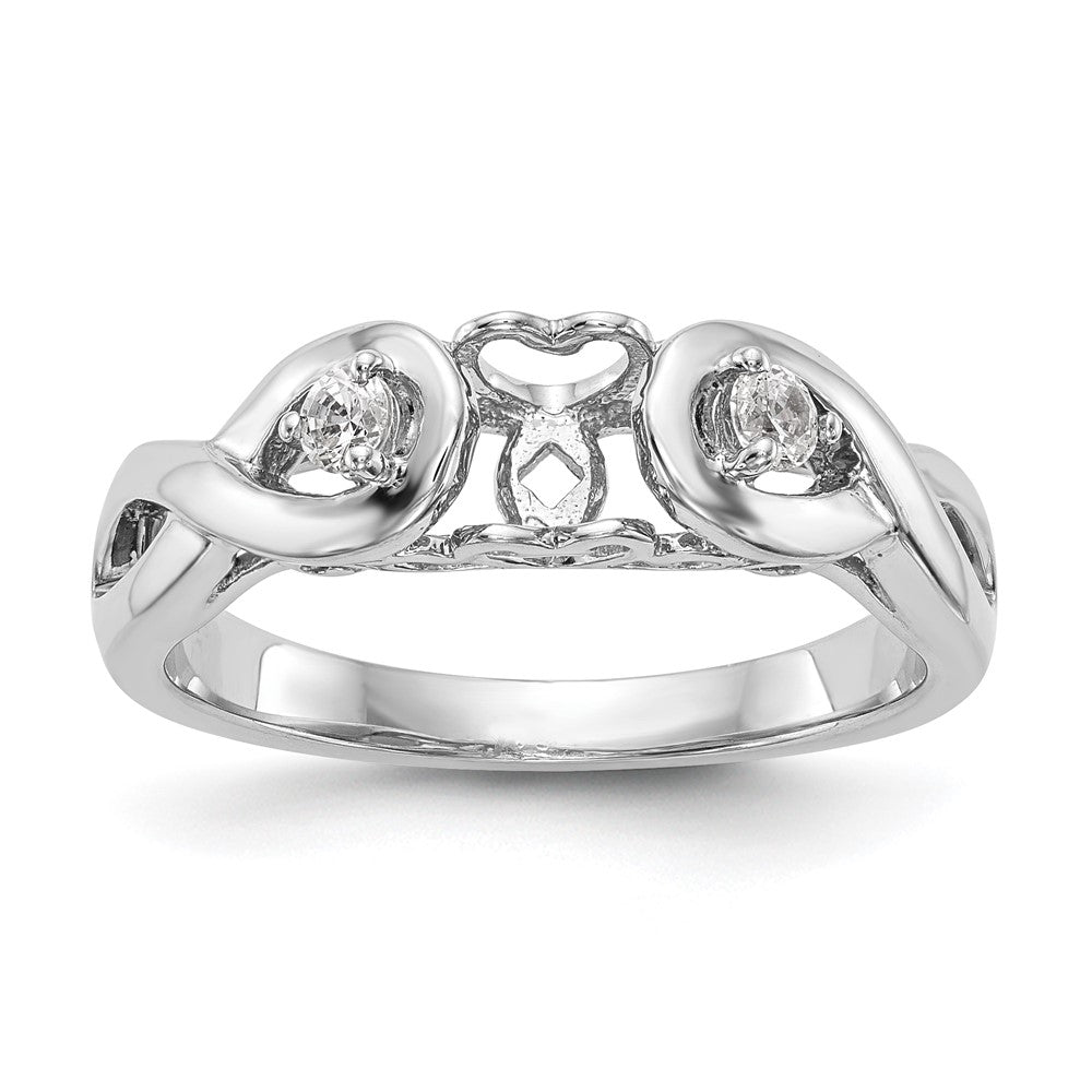 14k White Gold Peg Set Simulated Diamond Infinity Engagement Ring