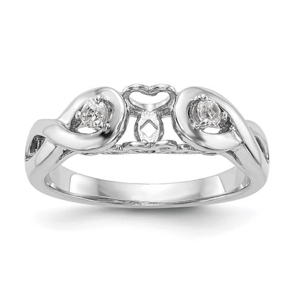 14k White Gold Peg Set Simulated Diamond Infinity Engagement Ring