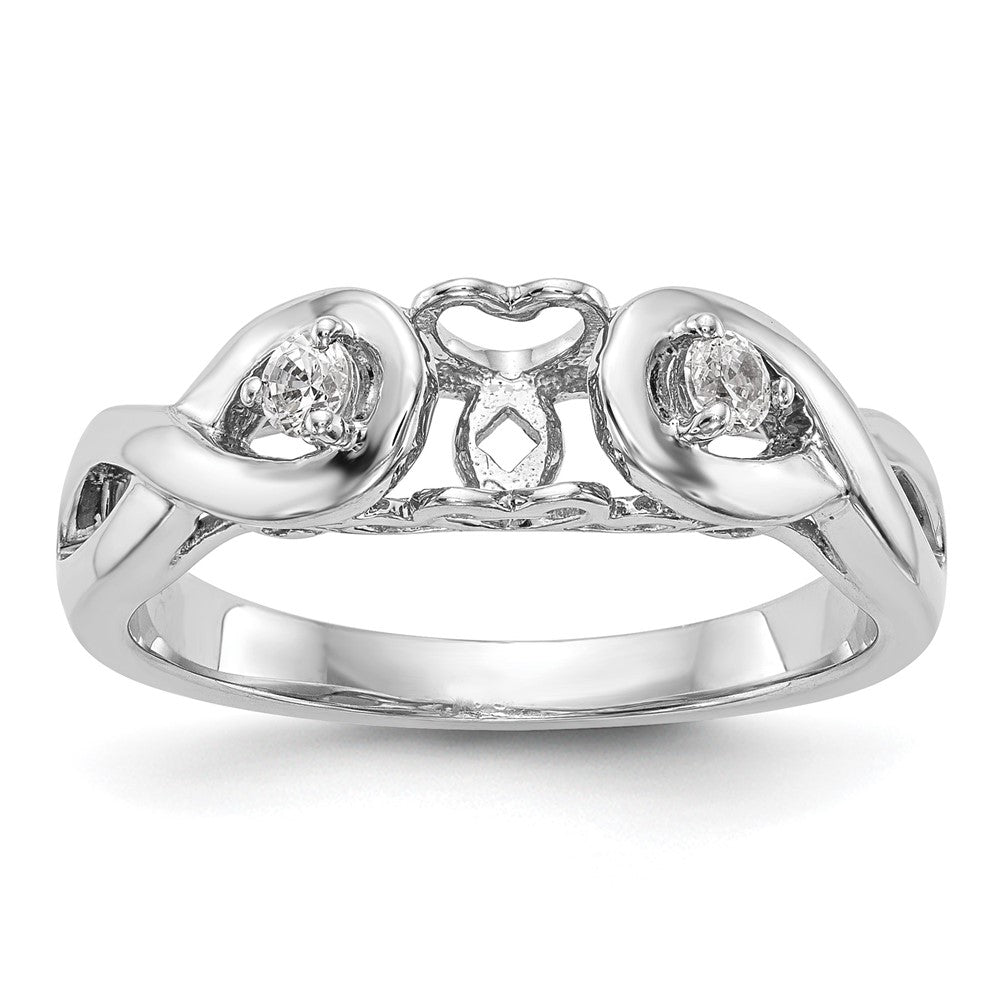 14k White Gold Peg Set Simulated Diamond Infinity Engagement Ring