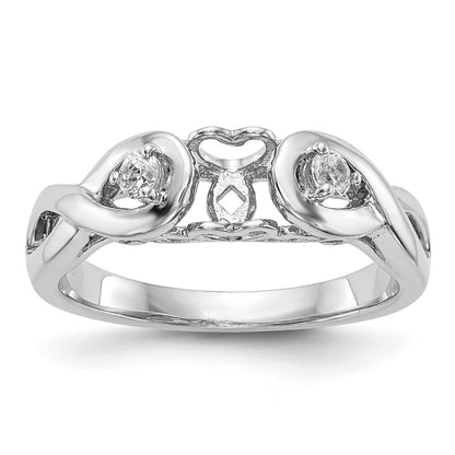 14k White Gold Peg Set Simulated Diamond Infinity Engagement Ring