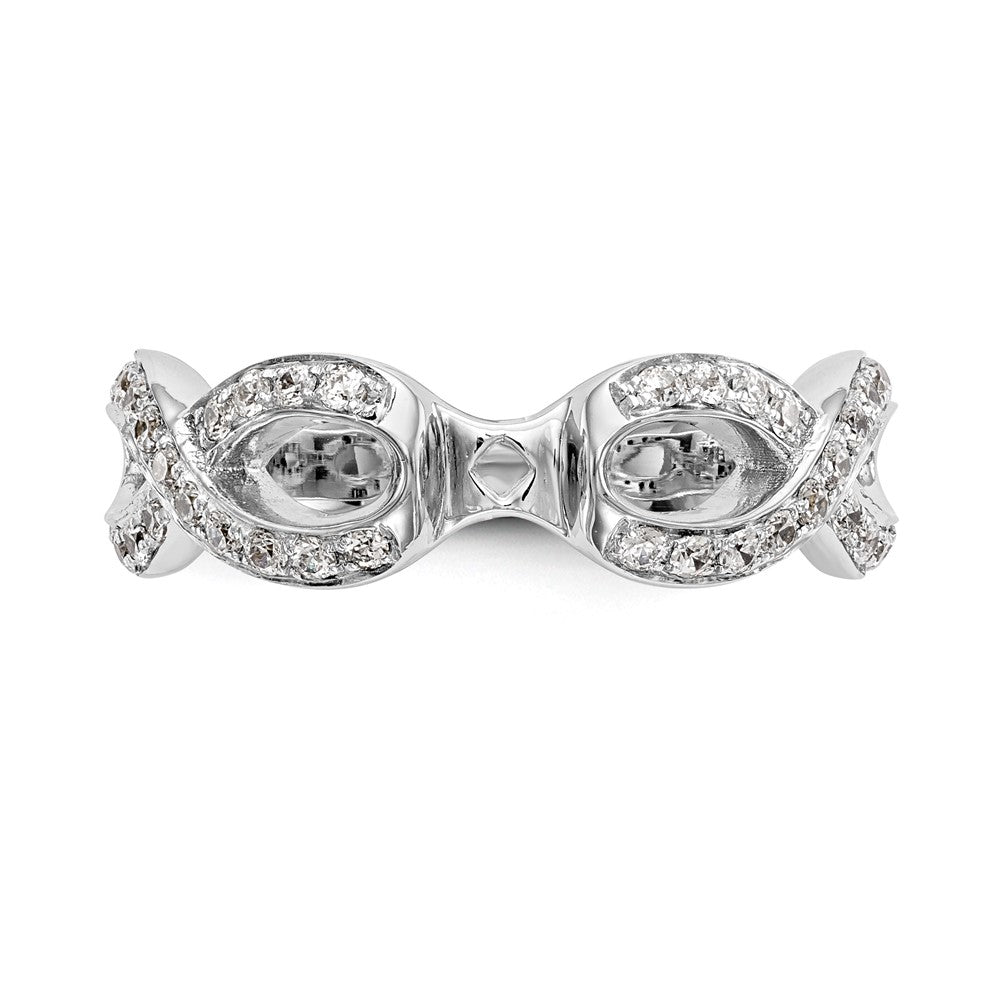 14k White Gold Peg Set Simulated Diamond Infinity Engagement Ring