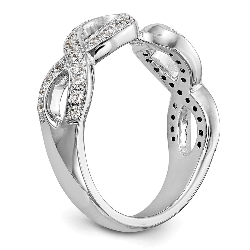 14k White Gold Peg Set Simulated Diamond Infinity Engagement Ring