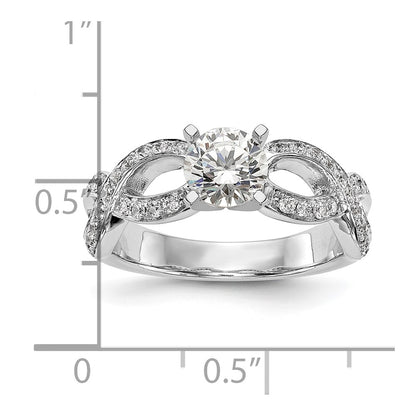 14k White Gold Peg Set Simulated Diamond Infinity Engagement Ring