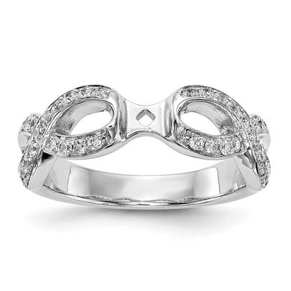 14k White Gold Peg Set Simulated Diamond Infinity Engagement Ring