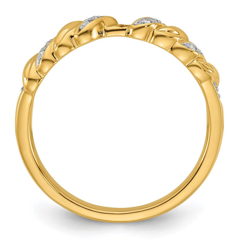 14k Peg Set Simulated Diamond Criss Cross Engagement Ring
