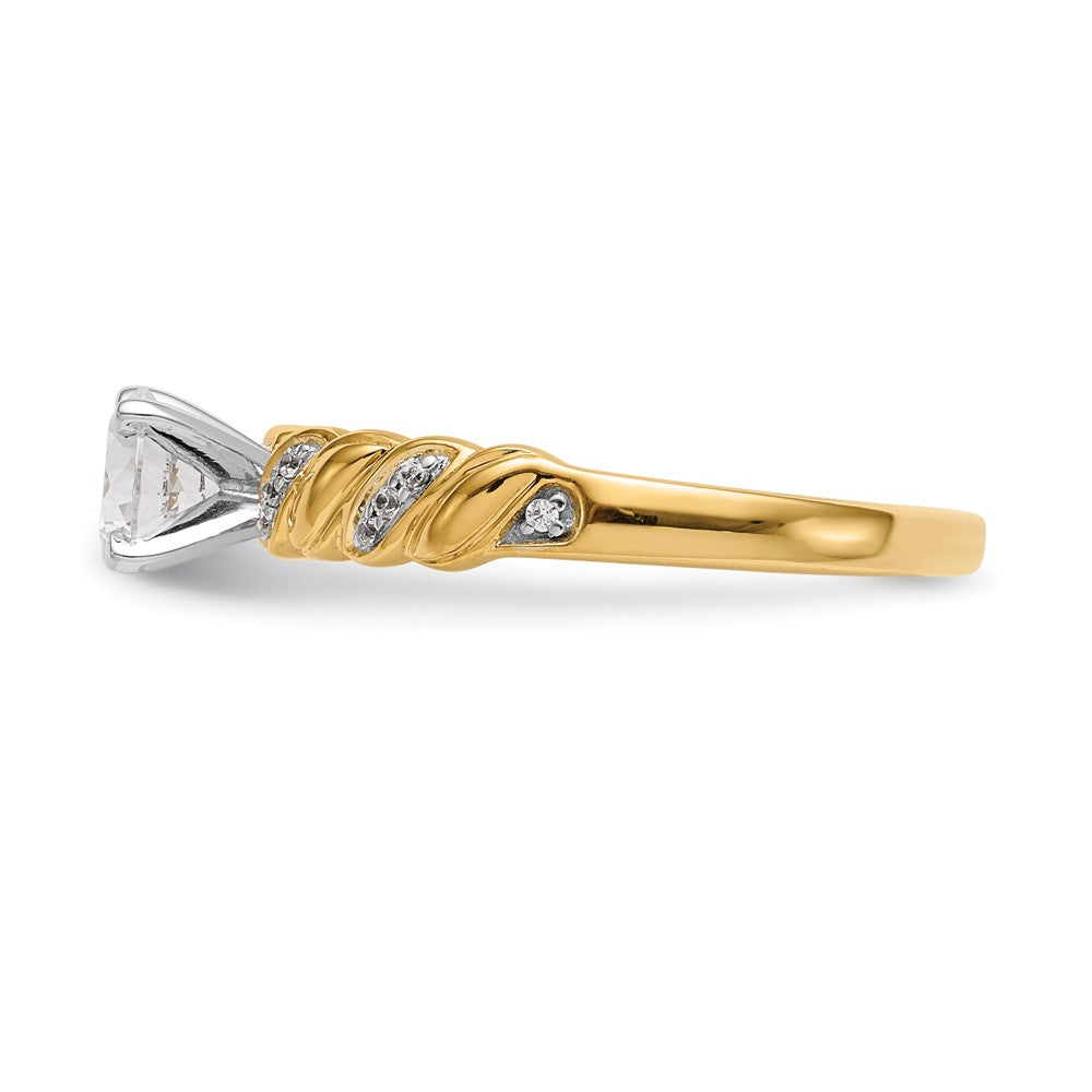 14k Peg Set Simulated Diamond Criss Cross Engagement Ring