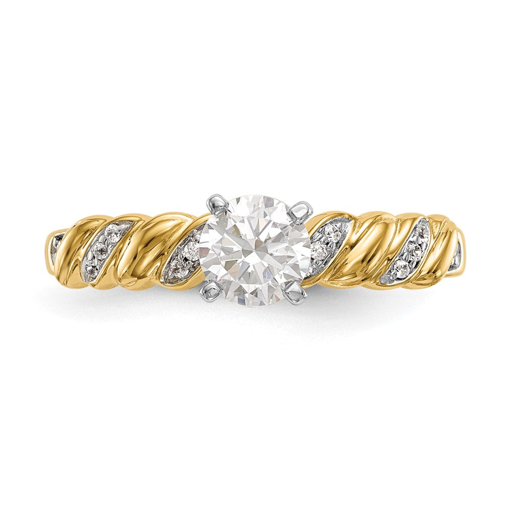 14k Peg Set Simulated Diamond Criss Cross Engagement Ring