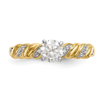 14k Peg Set Simulated Diamond Criss Cross Engagement Ring