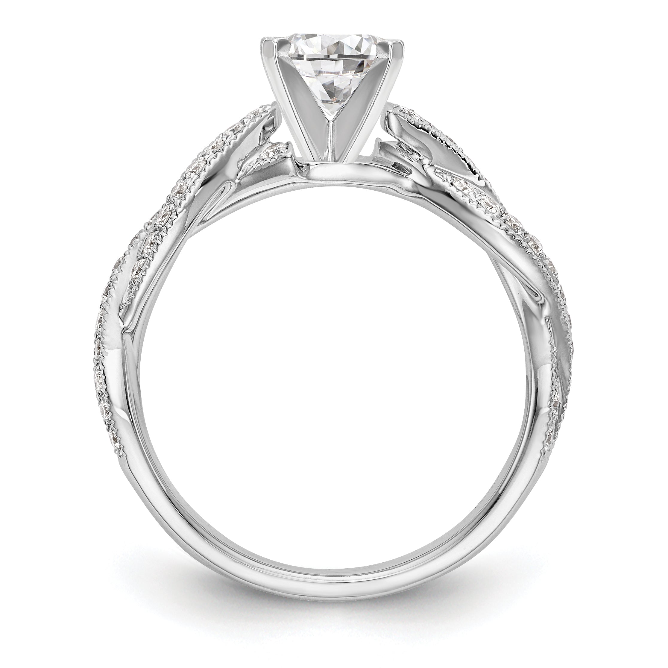 14K White Gold Criss Cross Peg Set 3/8 Carat Diamond Semi Mount Engagement Ring