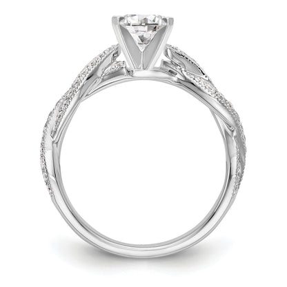 14K White Gold Criss Cross Peg Set 3/8 Carat Diamond Semi Mount Engagement Ring