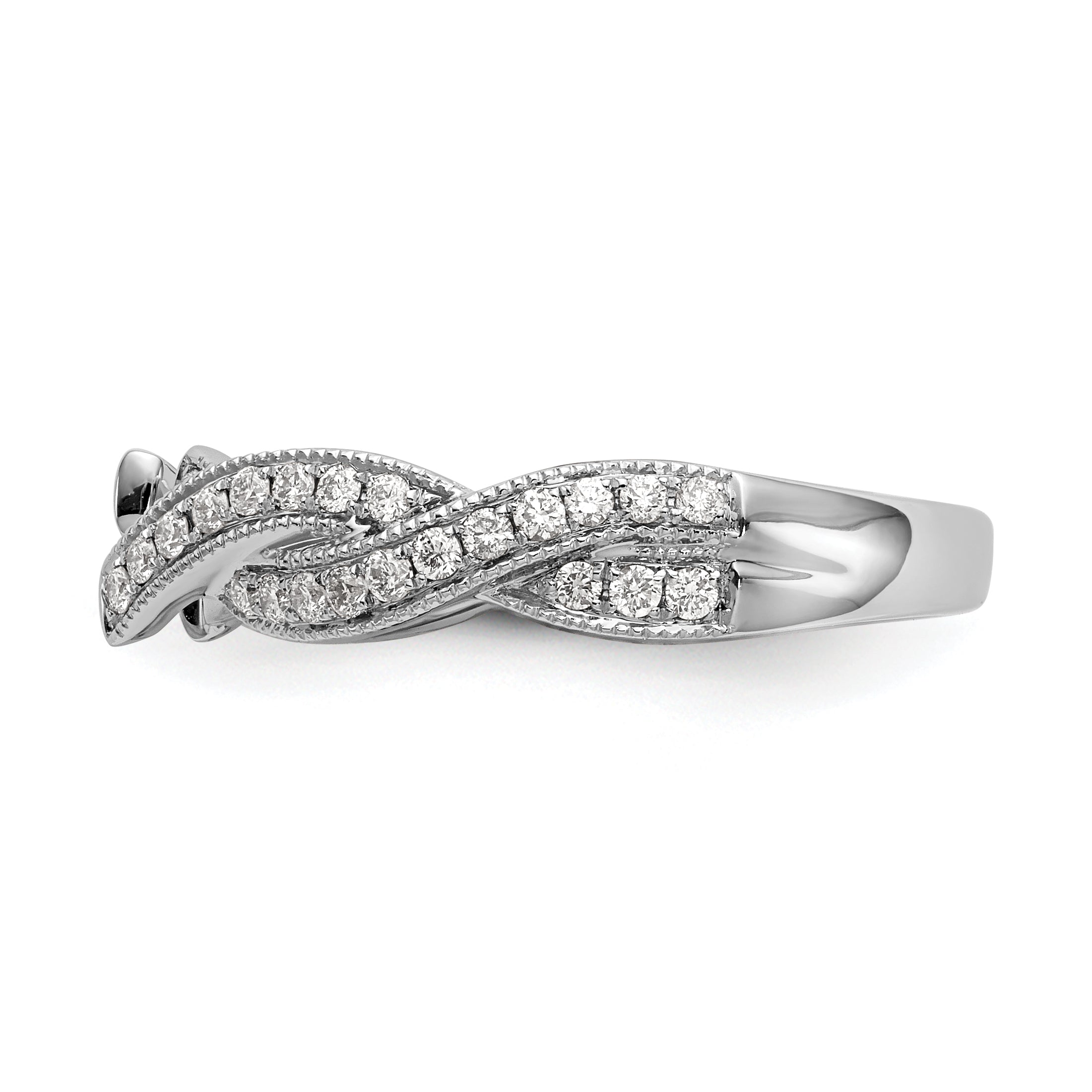14K White Gold Criss Cross Peg Set 3/8 Carat Diamond Semi Mount Engagement Ring