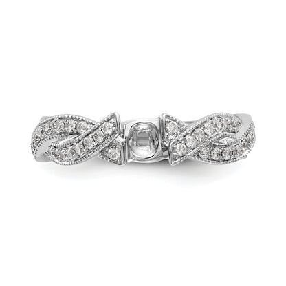 14K White Gold Criss Cross Peg Set 3/8 Carat Diamond Semi Mount Engagement Ring