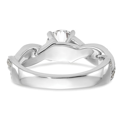 14K White Gold Criss Cross Peg Set 3/8 Carat Diamond Semi Mount Engagement Ring