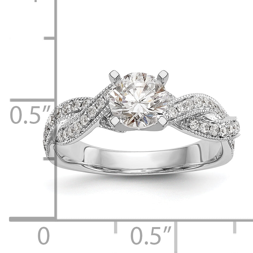 14K White Gold Criss Cross Peg Set 3/8 Carat Diamond Semi Mount Engagement Ring