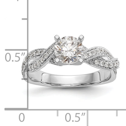 14K White Gold Criss Cross Peg Set 3/8 Carat Diamond Semi Mount Engagement Ring