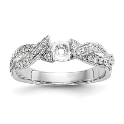 14K White Gold Criss Cross Peg Set 3/8 Carat Diamond Semi Mount Engagement Ring