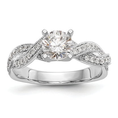 14K White Gold Criss Cross Peg Set 3/8 Carat Diamond Semi Mount Engagement Ring