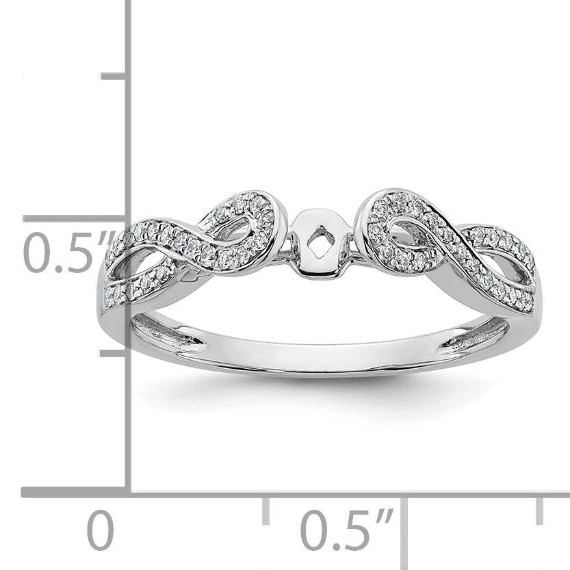 14k White Gold Peg Set Simulated Diamond Criss Cross Engagement Ring
