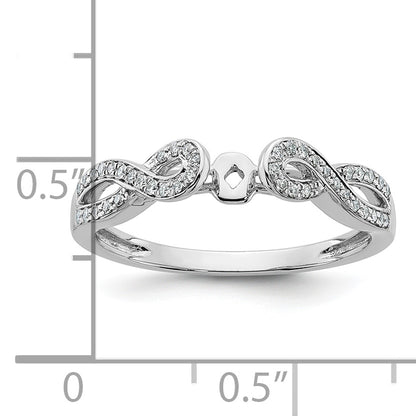 14k White Gold Peg Set Simulated Diamond Criss Cross Engagement Ring