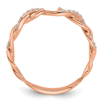 14K Rose Gold Criss Cross Peg Set 1/10 Carat Diamond Semi Mount Engagement Ring