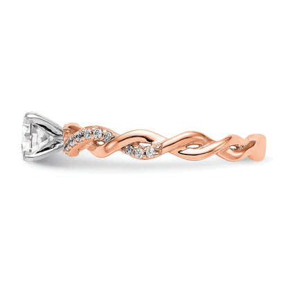 14K Rose Gold Criss Cross Peg Set 1/10 Carat Diamond Semi Mount Engagement Ring