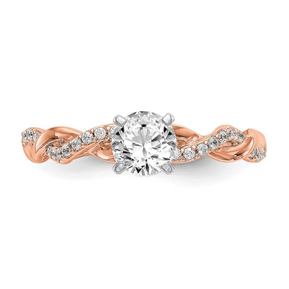 14K Rose Gold Criss Cross Peg Set 1/10 Carat Diamond Semi Mount Engagement Ring