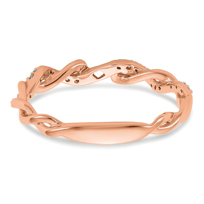 14K Rose Gold Criss Cross Peg Set 1/10 Carat Diamond Semi Mount Engagement Ring