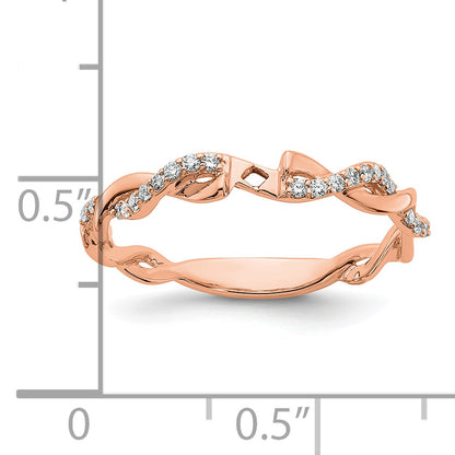 14K Rose Gold Criss Cross Peg Set 1/10 Carat Diamond Semi Mount Engagement Ring
