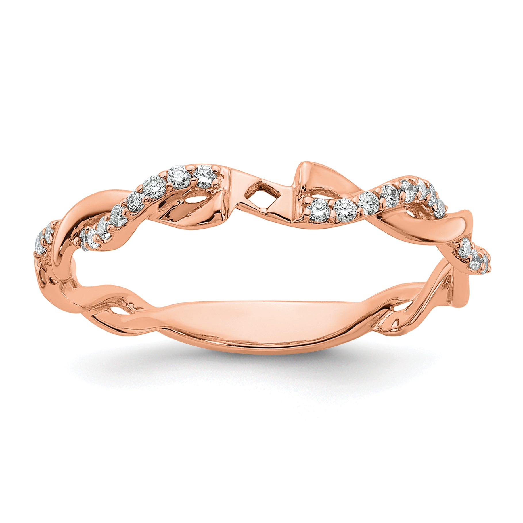 14K Rose Gold Criss Cross Peg Set 1/10 Carat Diamond Semi Mount Engagement Ring
