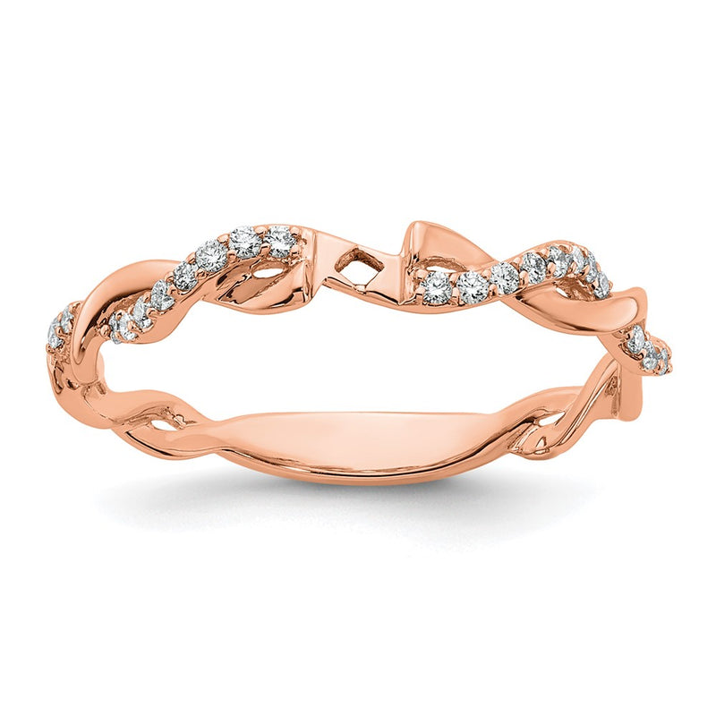 14k Rose Gold 1/10 Ct. Lab Grown Diamond VS/SI+ G+ Peg Set Criss Cross Engagement Ring