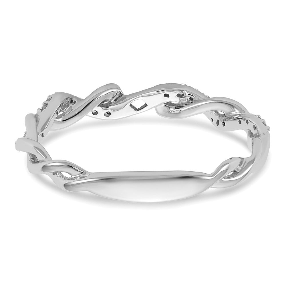 14k White Gold Peg Set Simulated Diamond Criss Cross Engagement Ring