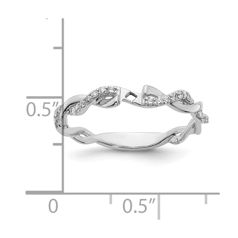 14k White Gold Peg Set Simulated Diamond Criss Cross Engagement Ring