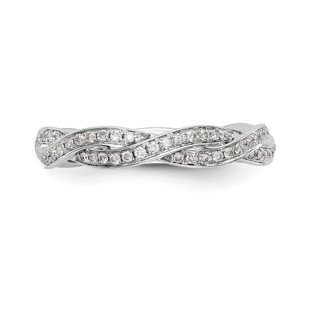 14k White Gold 3/8 Ct. Lab Grown Diamond VS/SI+ G+ Criss Cross Wedding Band Ring