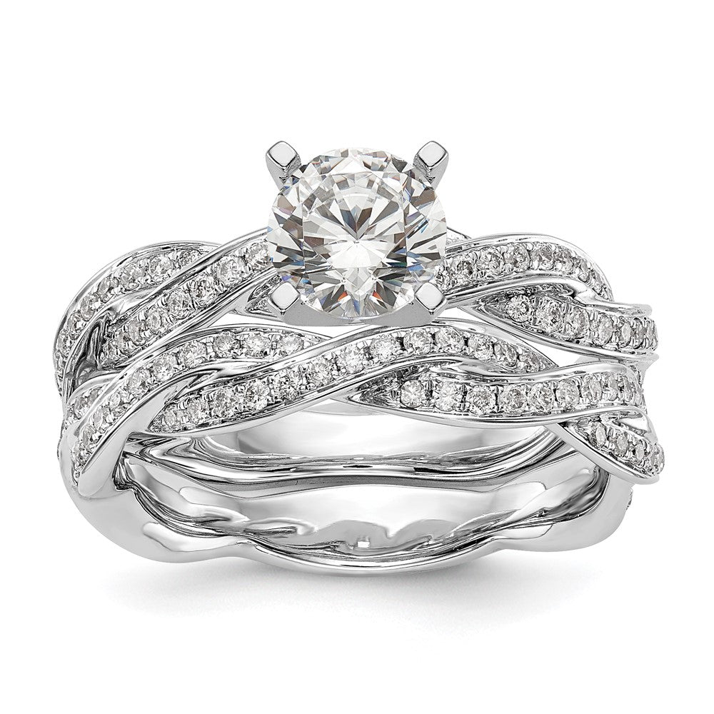 14K White Gold Criss Cross Peg Set 3/8 Carat Diamond Semi Mount Engagement Ring