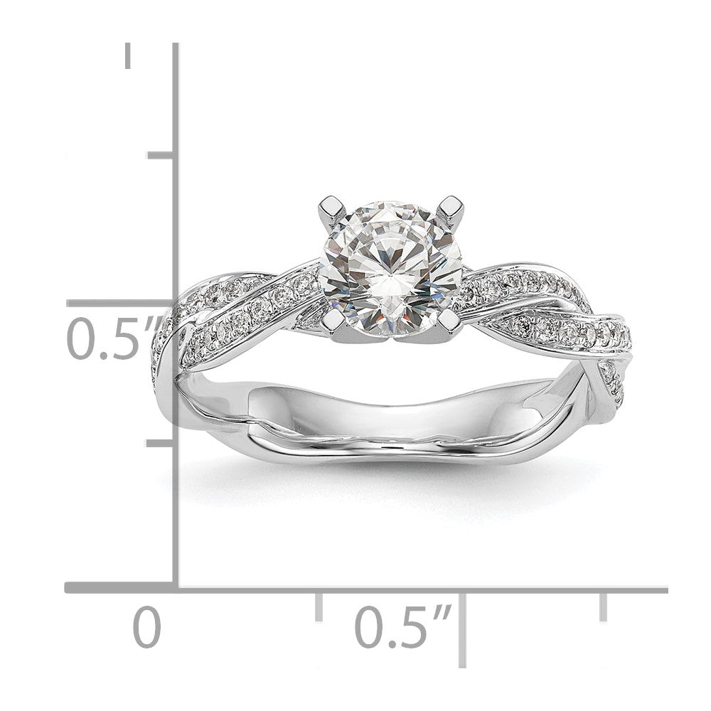 14k White Gold 1/3 Ct. Lab Grown Diamond VS/SI+ G+ Peg Set Criss Cross Engagement Ring
