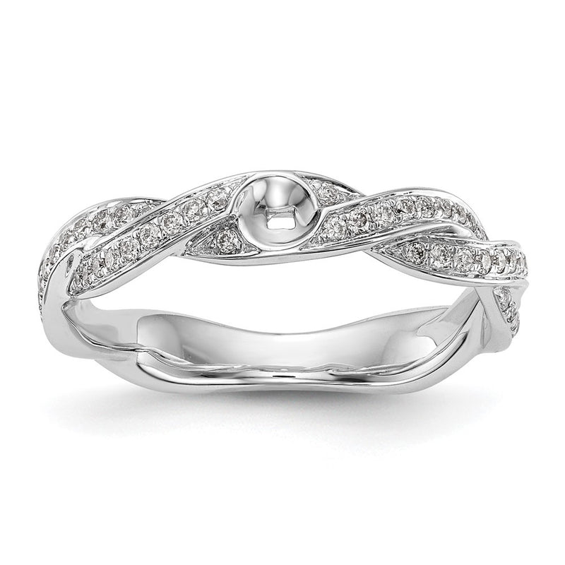 14K White Gold Criss Cross Peg Set 3/8 Carat Diamond Semi Mount Engagement Ring