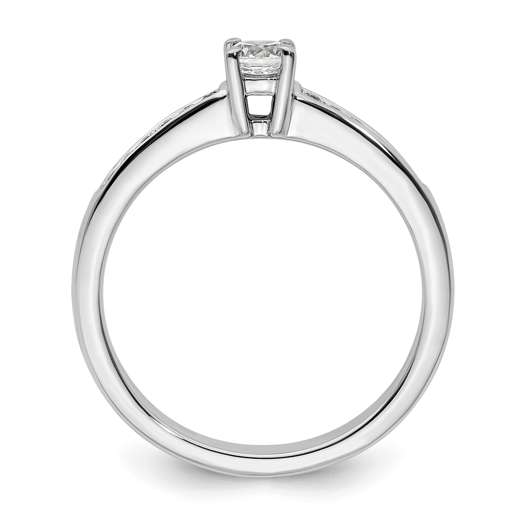 14K White Gold 1/3 Carat Lab Grown Diamond Vs/Si+ G+ Round Complete Channel Set Shared Prong Engagement Ring