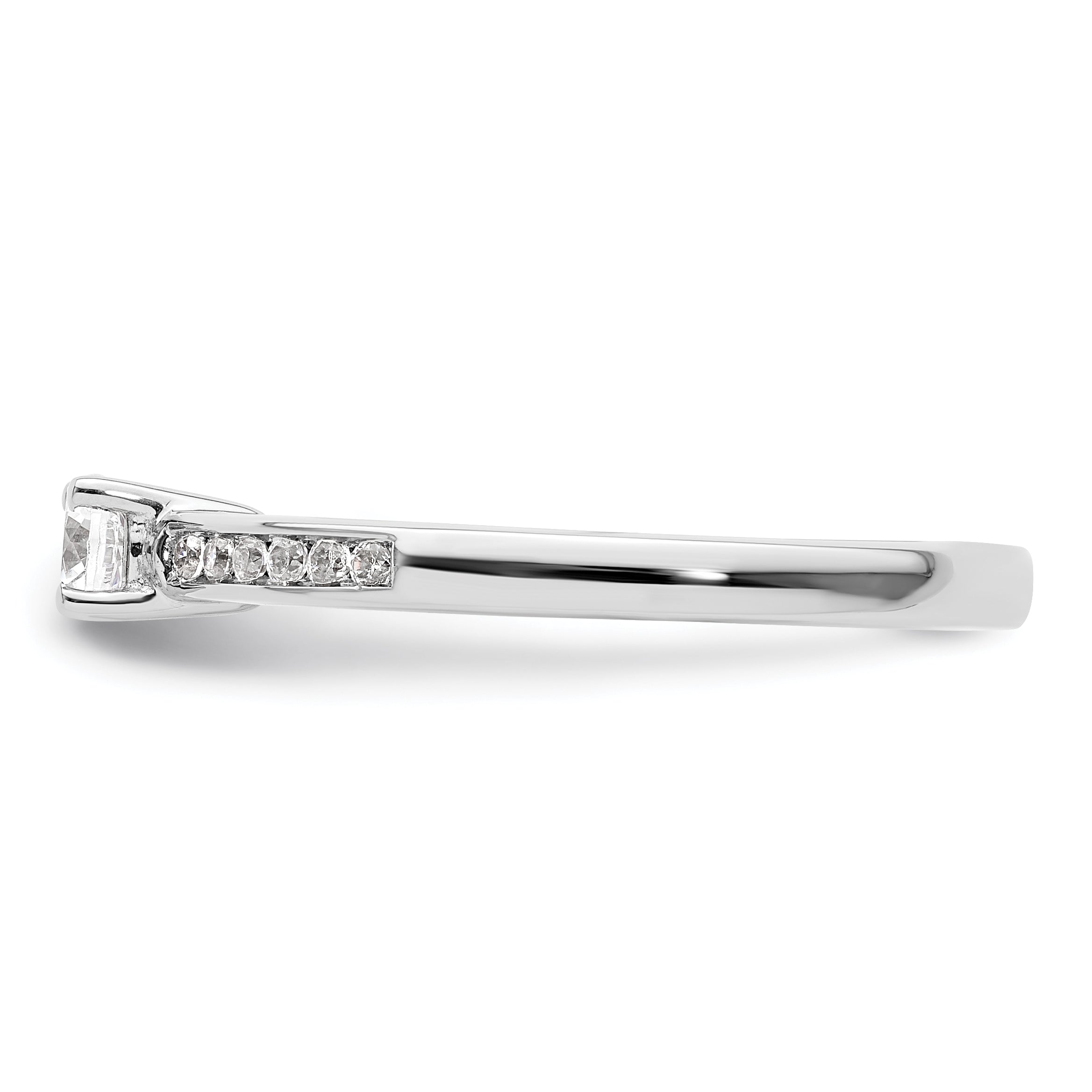 14K White Gold 1/3 Carat Lab Grown Diamond Vs/Si+ G+ Round Complete Channel Set Shared Prong Engagement Ring