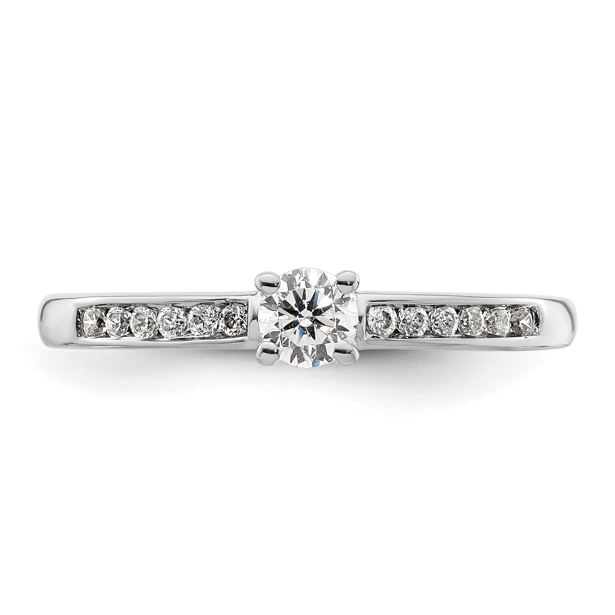 14K White Gold 1/3 Carat Lab Grown Diamond Vs/Si+ G+ Round Complete Channel Set Shared Prong Engagement Ring